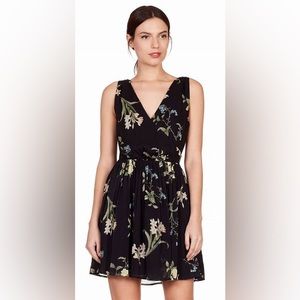 Joie Black & Yellow Floral Sleeveless Silk Braydon Dress Size M